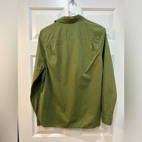 Kate Spade Saturday Button Front Top 100% Cotton Blouse Olive Green Women Sz L - Picture 2 of 9